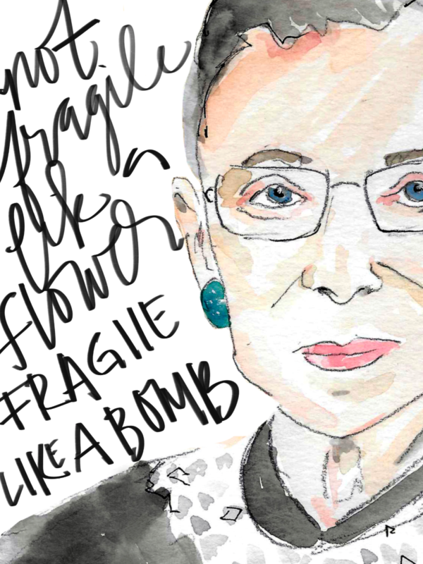 watercolor portrait of ruth bader ginsburg