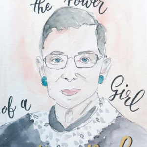 watercolor portrait of ruth bader ginsburg