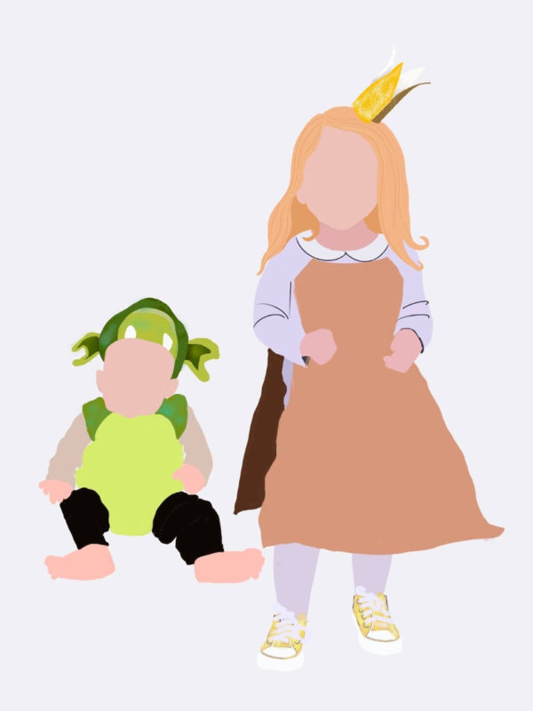 digital painting of two children without faces