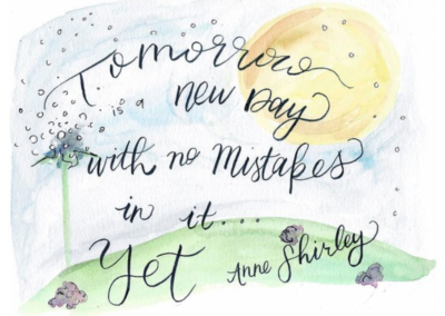 watercolor painting with words tomorrow is a new day with no mistakes in it yet