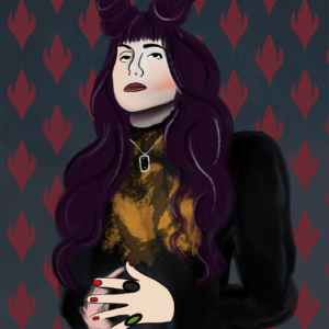 digital print painting of nadja from what we do in the shadows